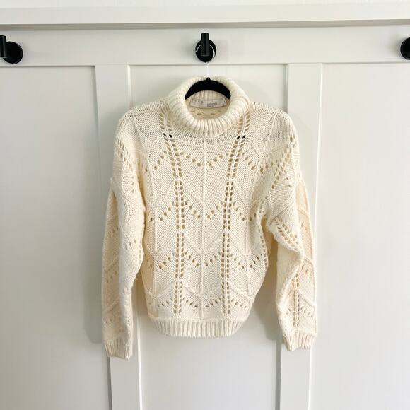 IRO Lovely Wool Blend Open Stitch Cream White Knit Sweater Size Small - Picture 1 of 6